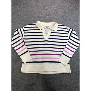 Talbots Rugby style striped cropped long sleeve shirt Size S/P